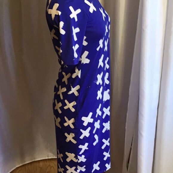 NWT LULAROE Julia dress in XS in royal blue & white - Picture 7 of 13